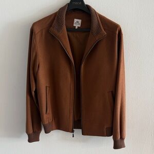 Peter Millar Brown Bomber Jacket Wool/cashmere.